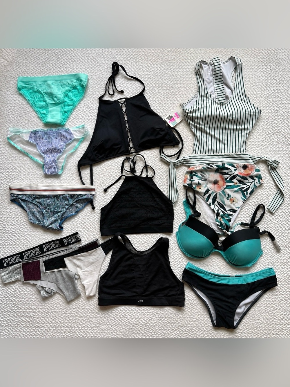Swimsuit Sports Bra Underwear Bundle Lot 15 S Victorias Secret Varley Cupshe NWT